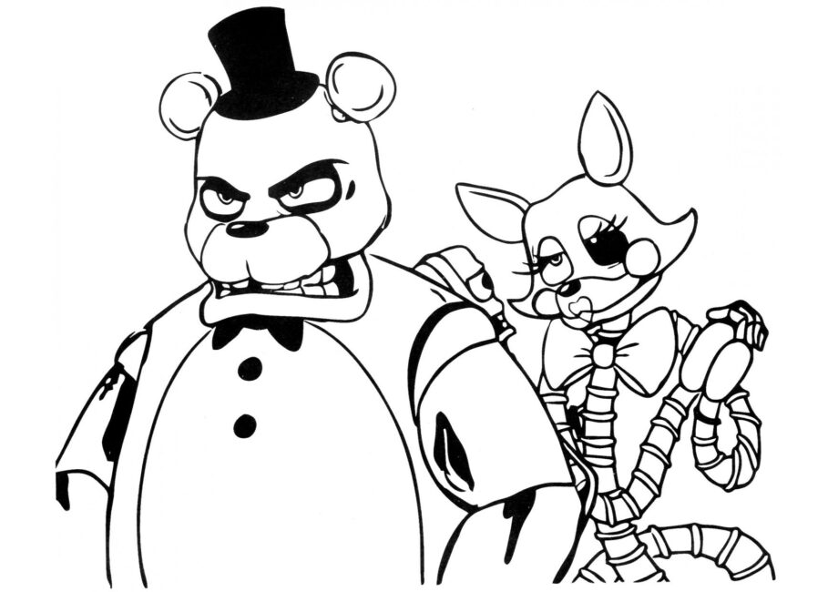 Kolorowanka Freddy Bear i Mangle Foxy